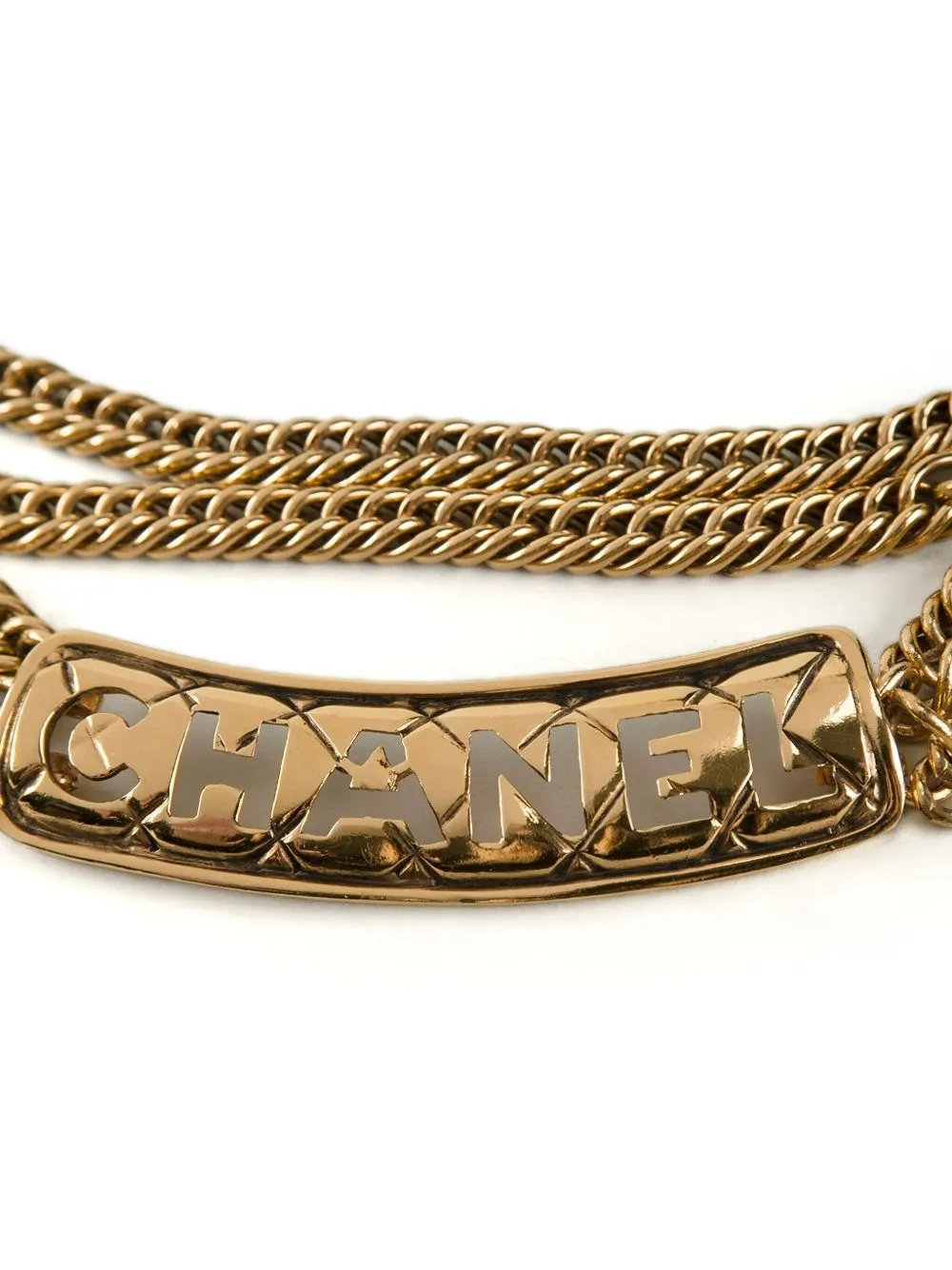 Pre-owned Chanel Quilted Cc Belt In Gold