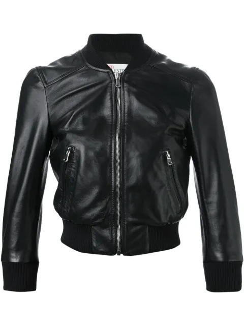 Red Valentino Cropped Leather Jacket Farfetch