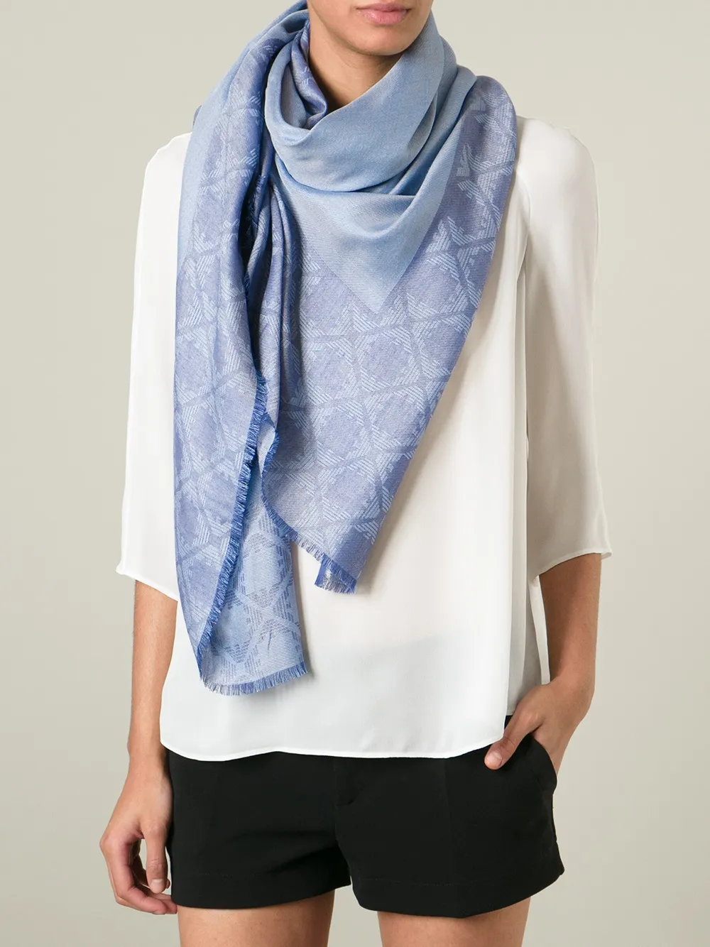 Emporio Armani woven logo scarf Blauw