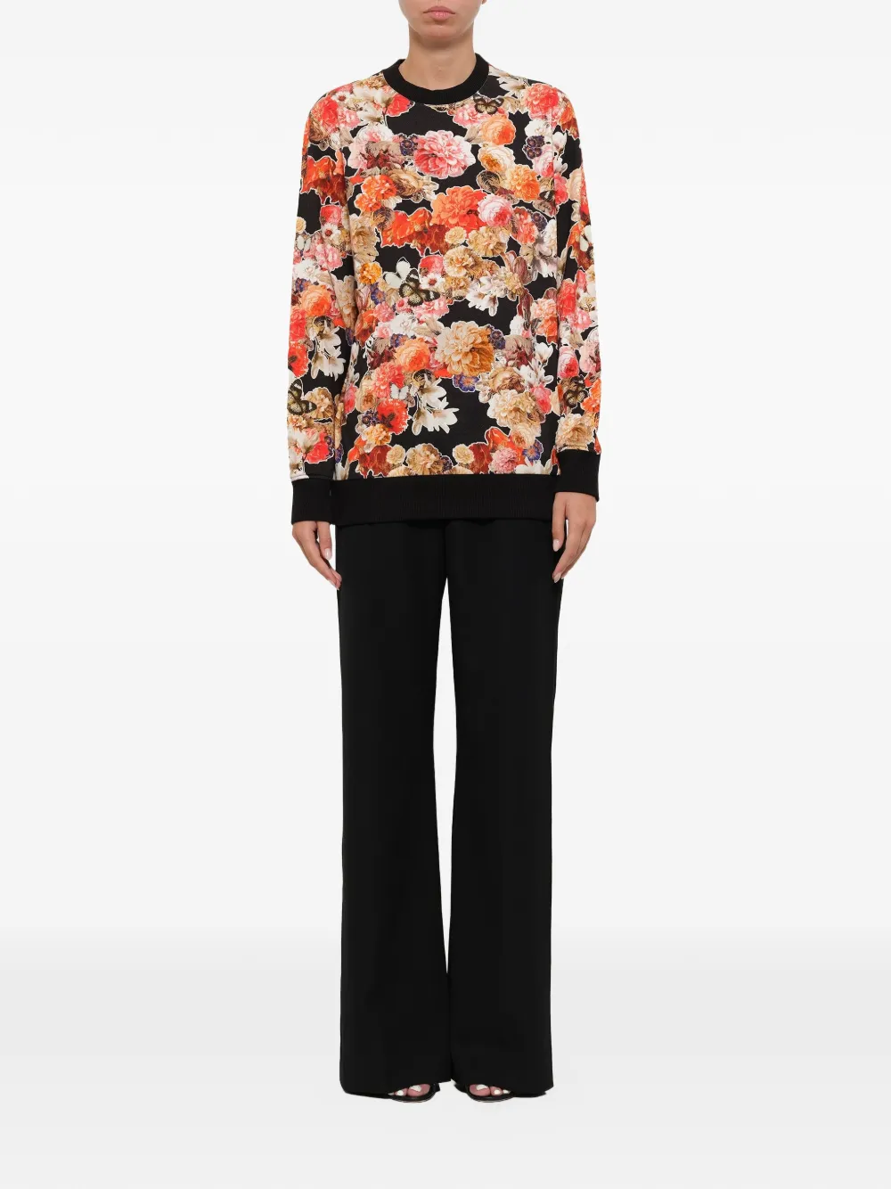  Givenchy Sweatshirt Mit Blumen Print   Schwarz 