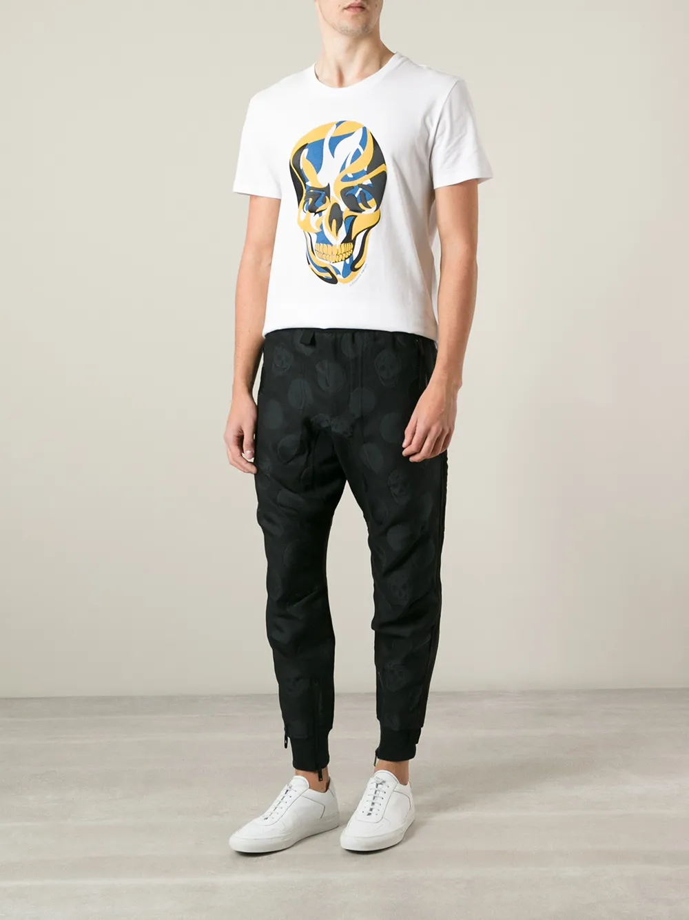 Alexander Mcqueen Abstract Skull Print T-shirt In White