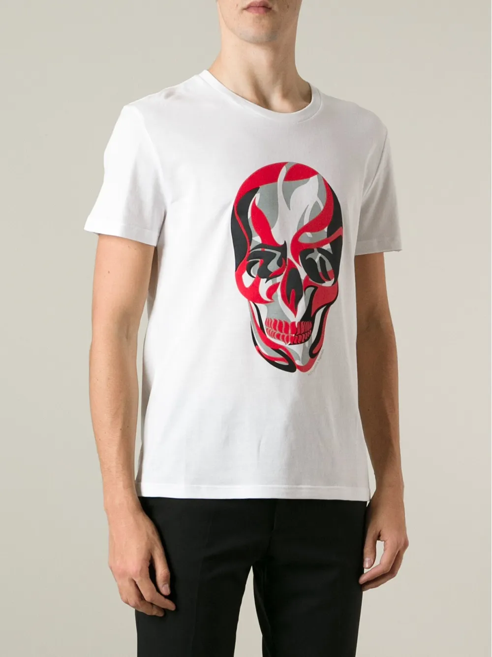 Alexander Mcqueen Abstract Skull Print T-shirt In Gray