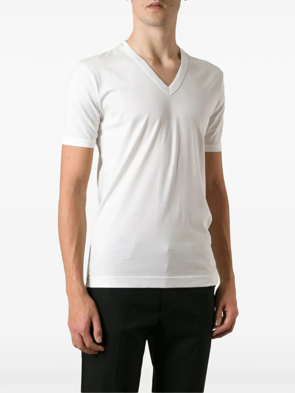  Dolce & Gabbana T Shirt Mit V Ausschnitt   Weiß 