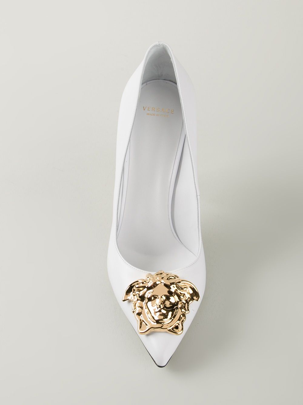 white versace palazzo pumps