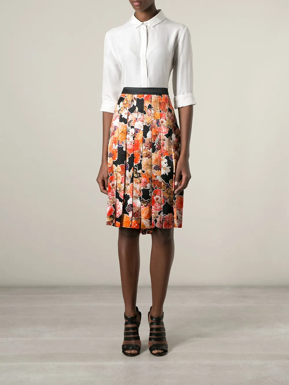Givenchy floral pleated skirt Oranje