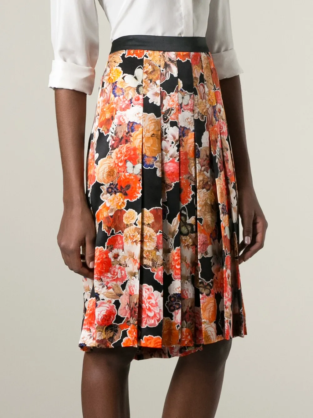 Givenchy floral pleated skirt Oranje