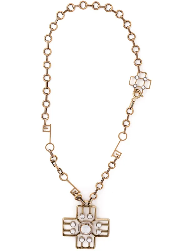 Lanvin Cross Pendant Necklace in Metallic