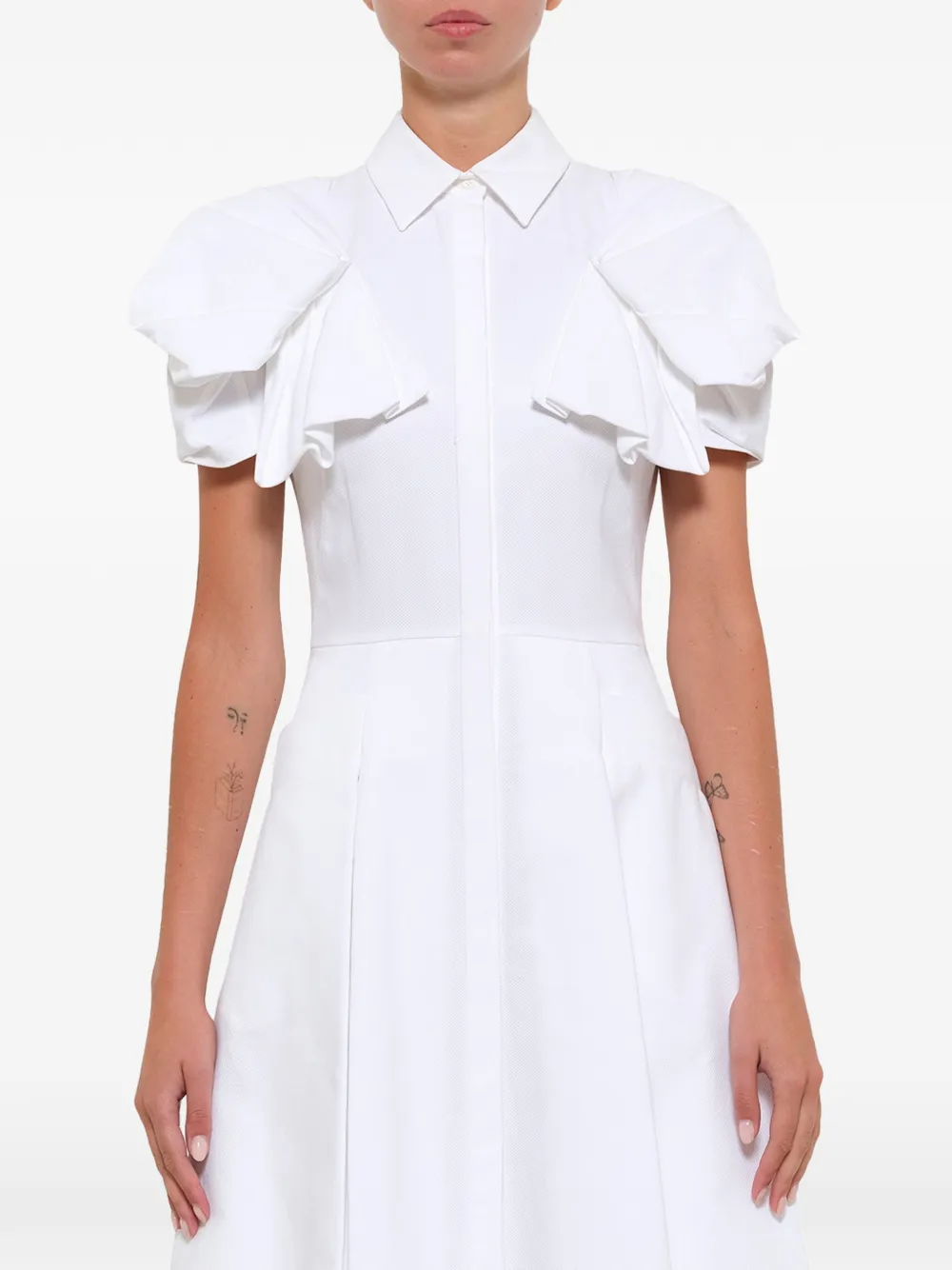 Alexander McQueen Hemdkleid mit Glockenärmeln - Weiß