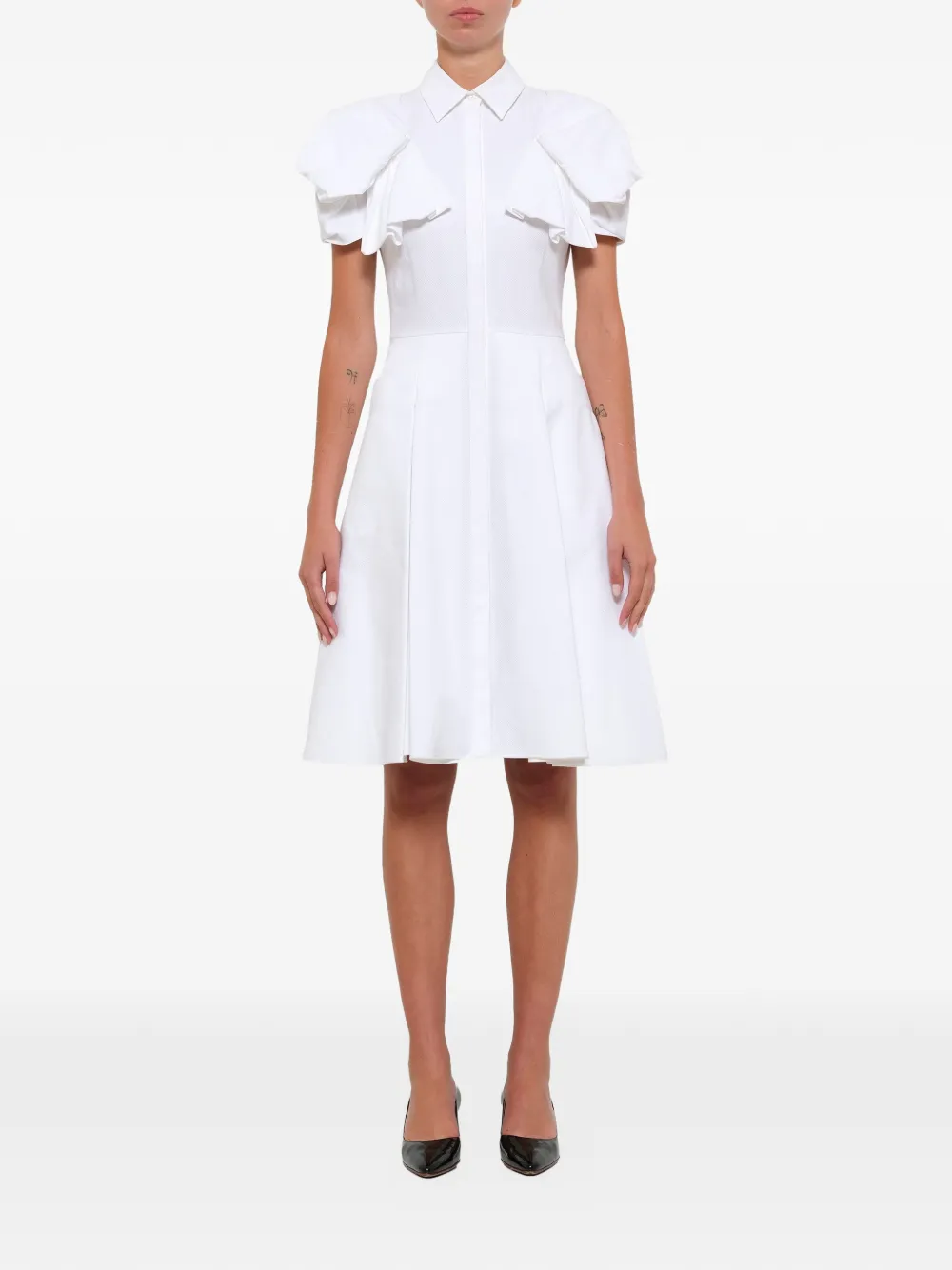 Alexander Mcqueen Hemdkleid Mit Glockenärmeln   Weiß 
