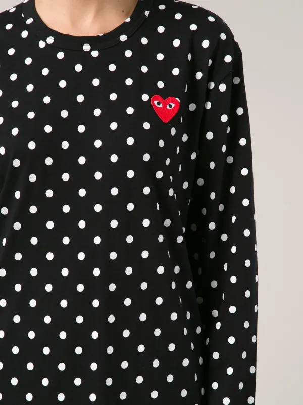 Comme Des Garcons Play Long Sleeve Polka Dot T shirt Black FARFETCH CH