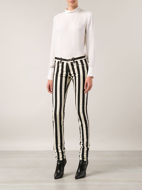 Saint Laurent Striped Skinny Jeans Farfetch