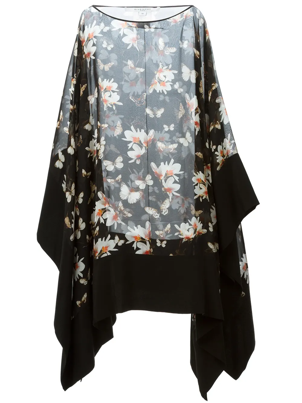 Givenchy Semi-transparenter Seidenponcho - Schwarz