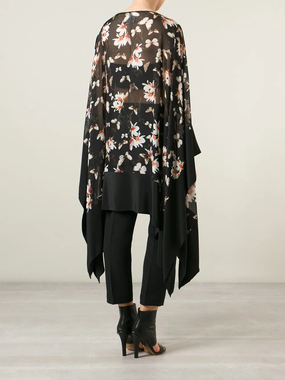  Givenchy Semi Transparenter Seidenponcho   Schwarz 