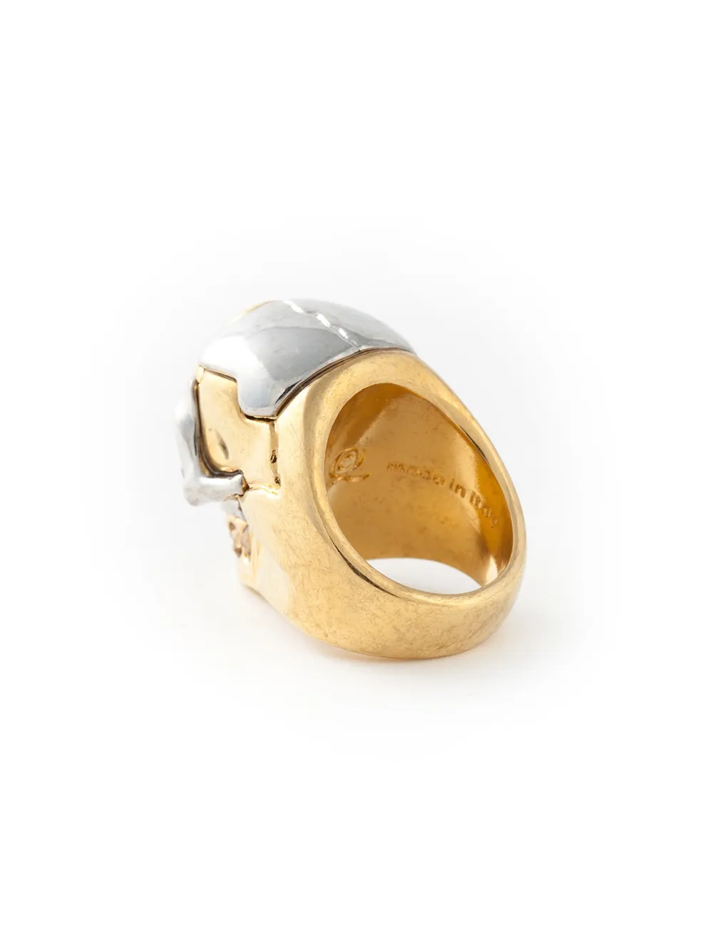  Alexander Mcqueen Kontrastierender Totenkopfring   Metallic 