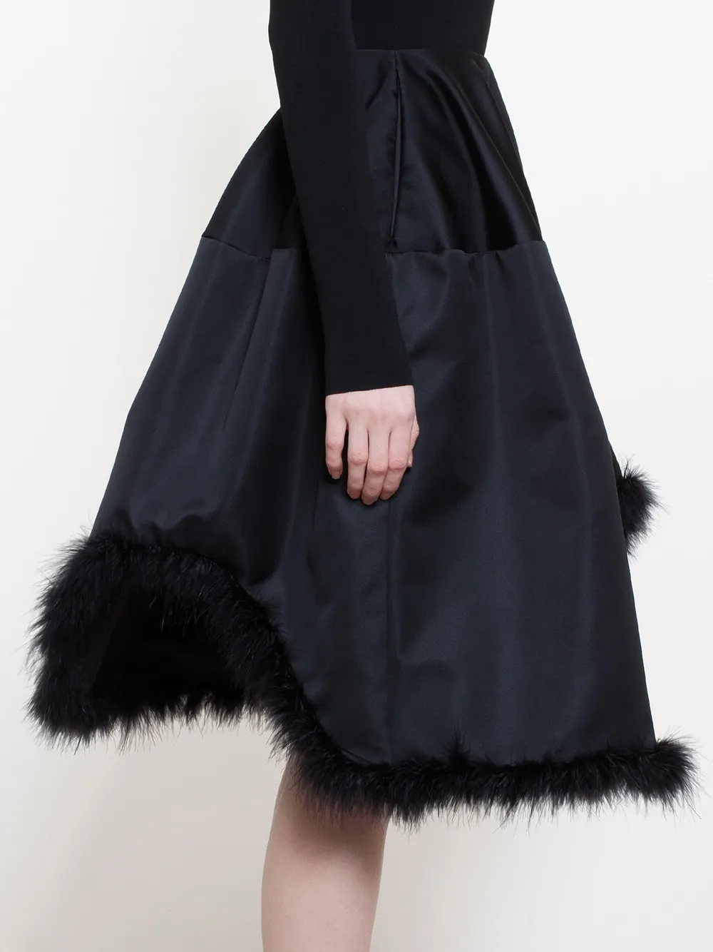  Simone Rocha Feather Trim A-line Skirt - Black 