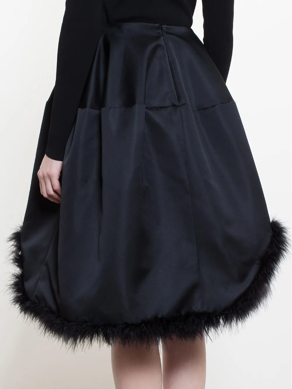 Simone Rocha feather trim A-line skirt Zwart