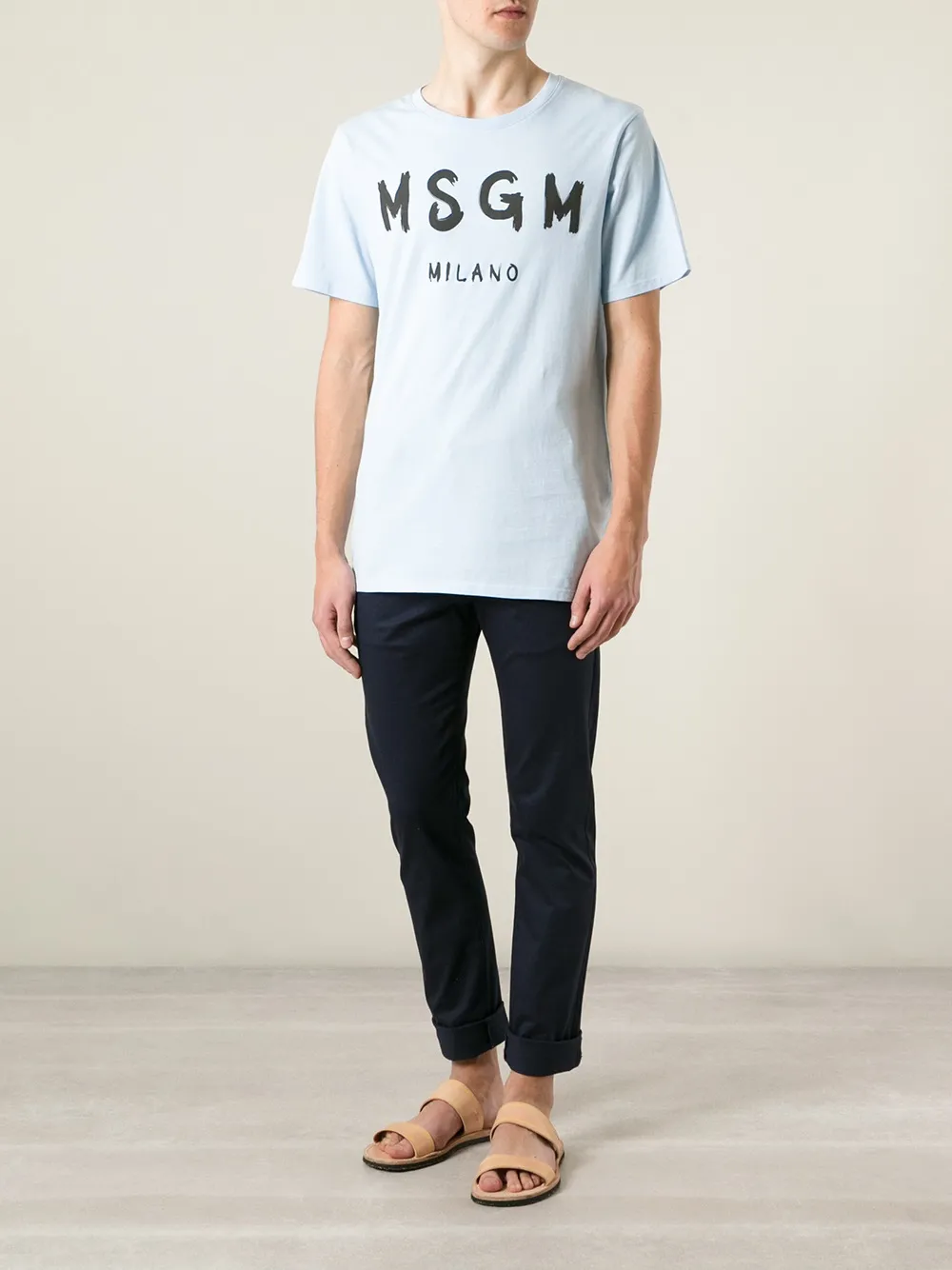 MSGM logo print T-shirt Blauw