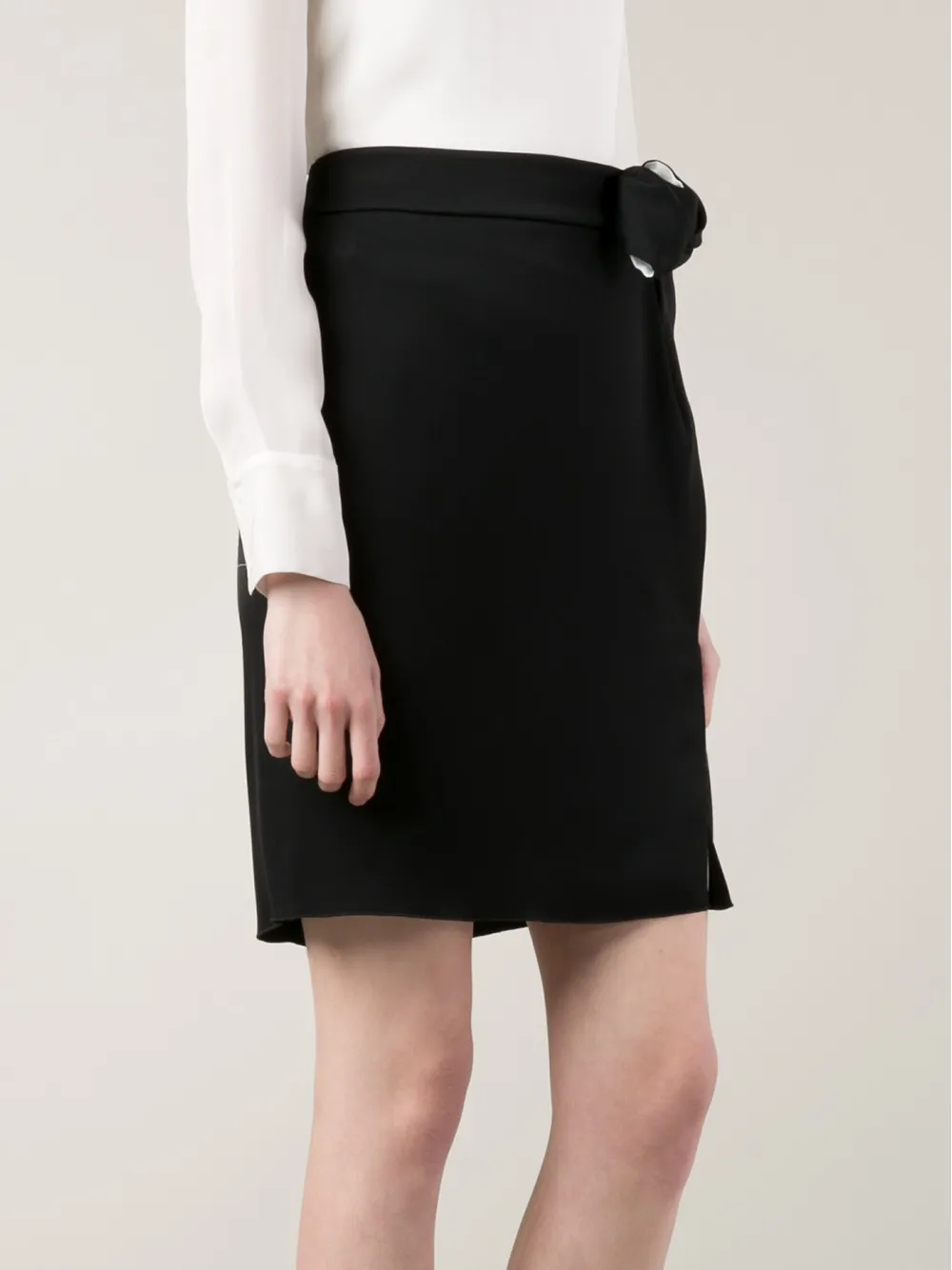 Lanvin Bow Detail Straight Skirt In Black