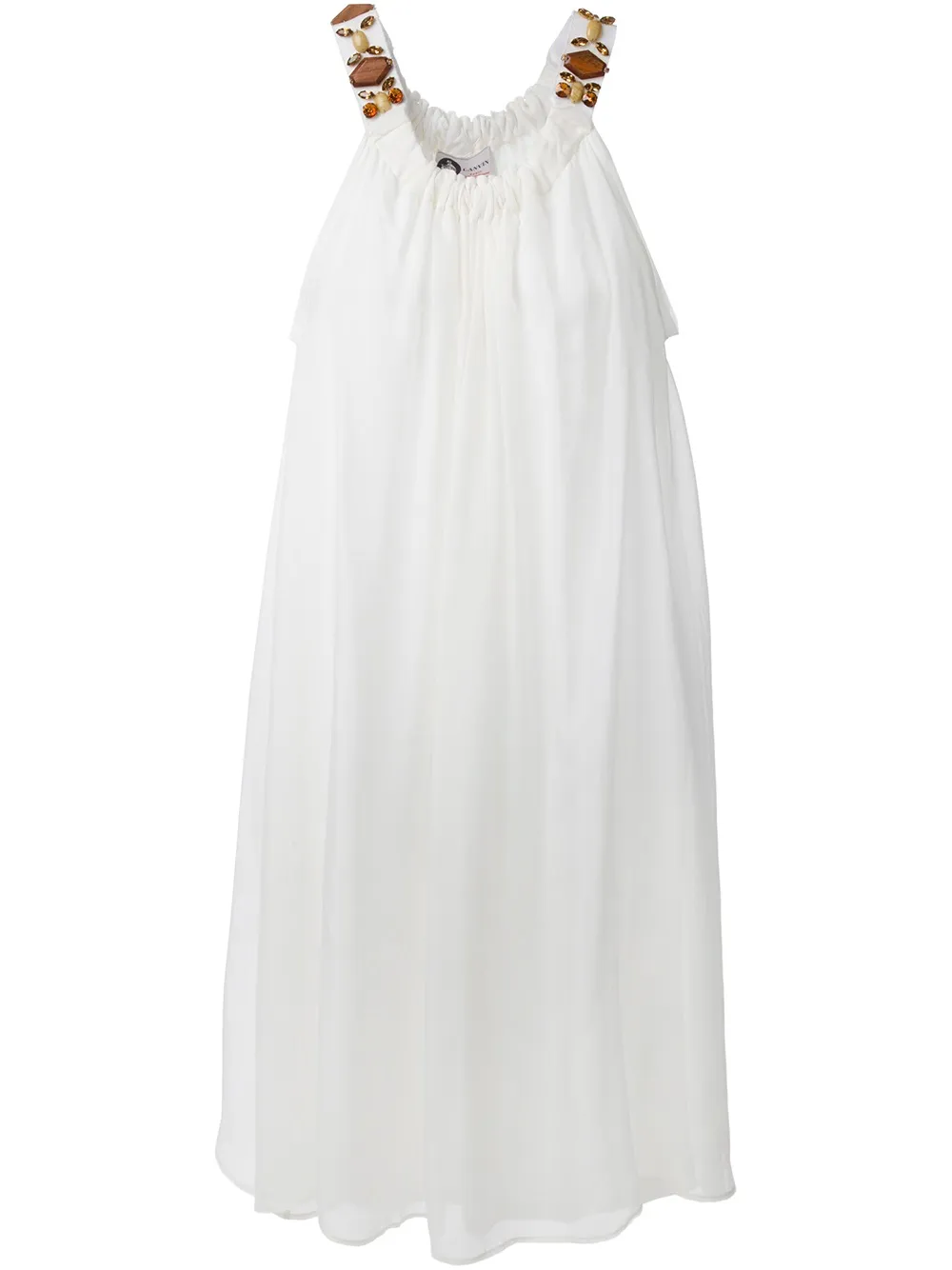 Lanvin embellished strap draped dress - Bianco