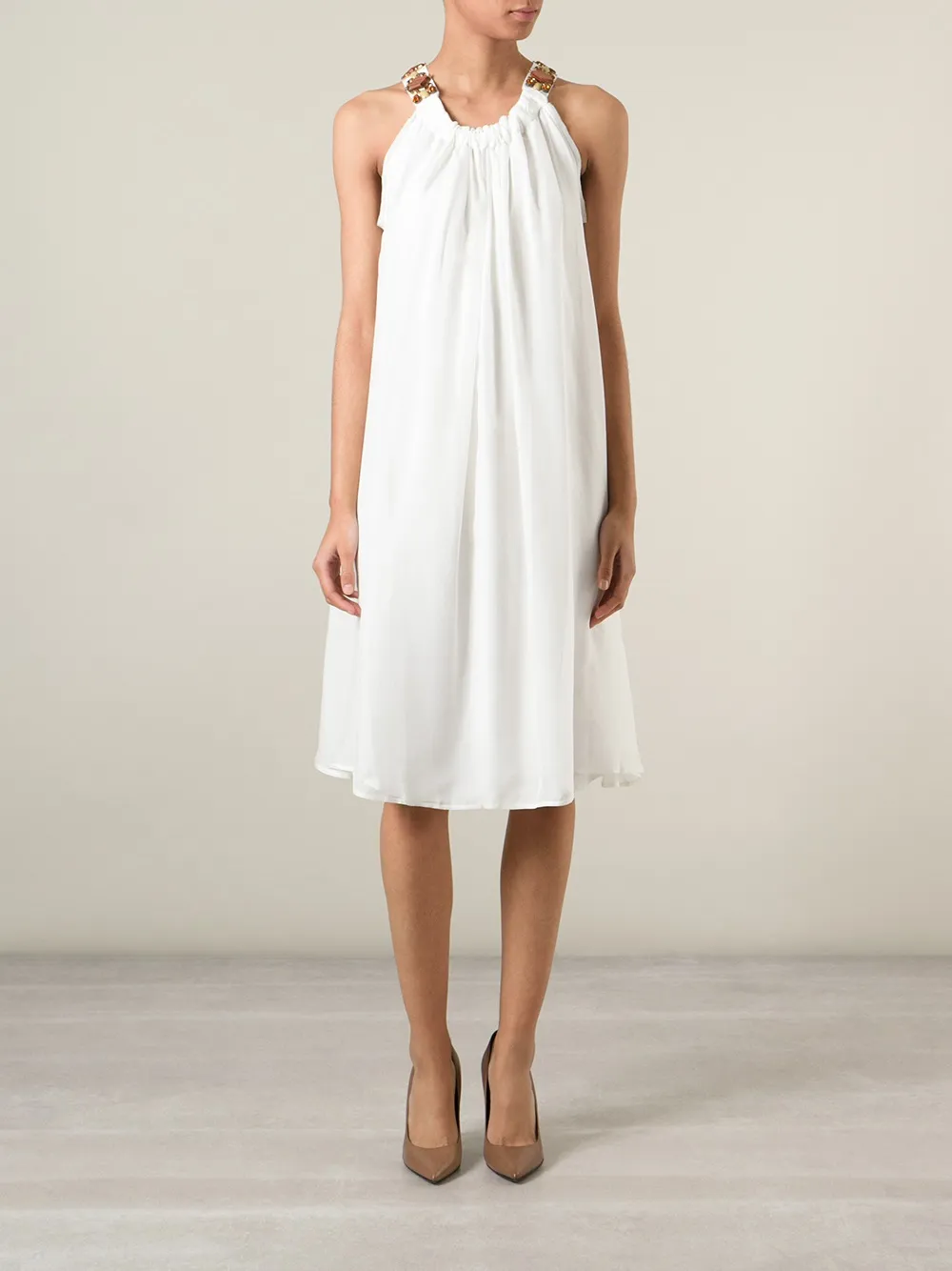 Lanvin embellished strap draped dress Wit