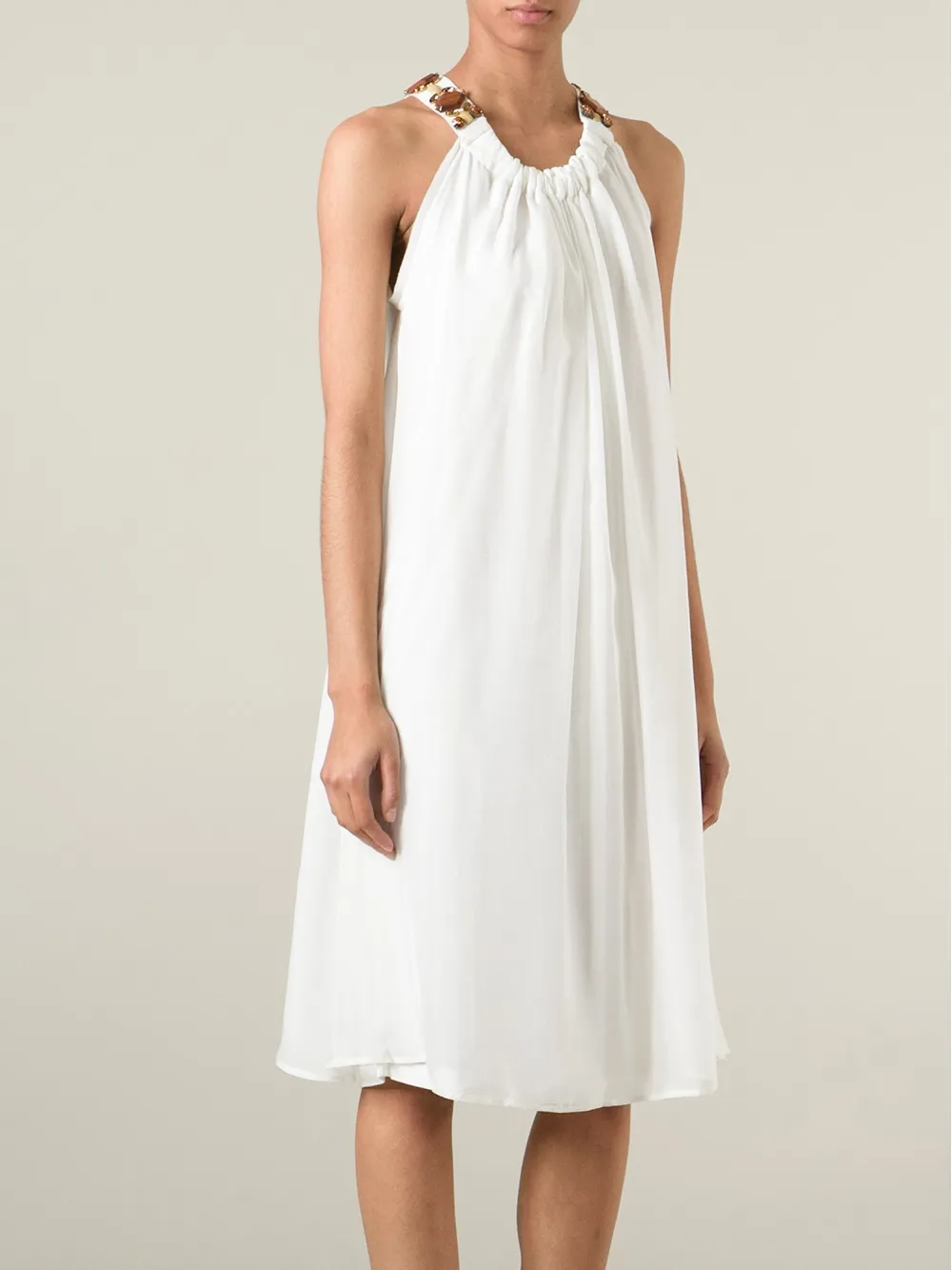 Lanvin embellished strap draped dress Wit