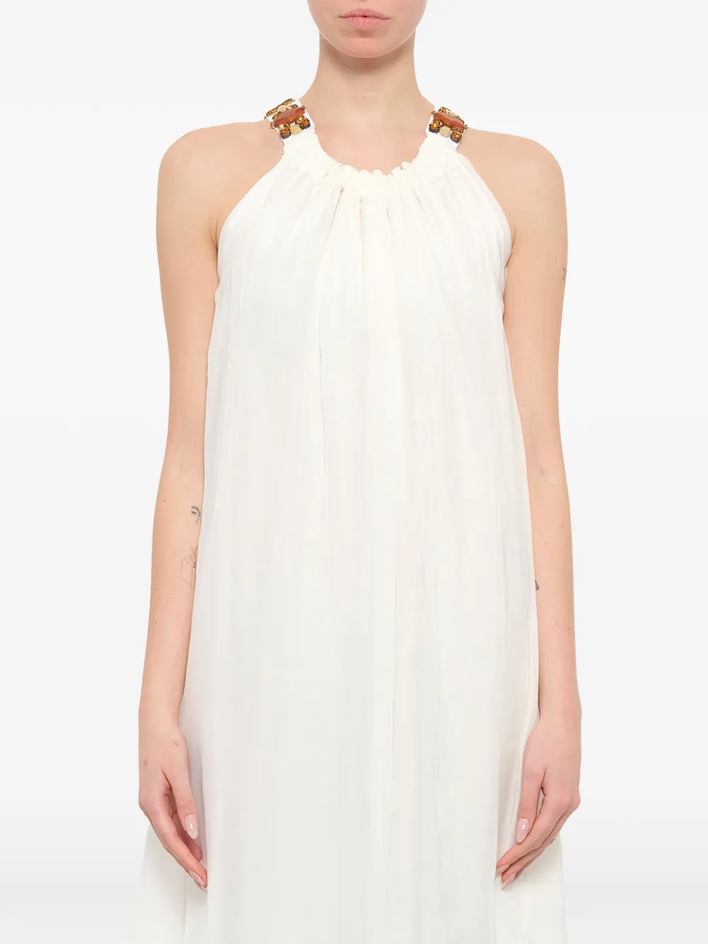 Lanvin embellished strap draped dress - Bianco