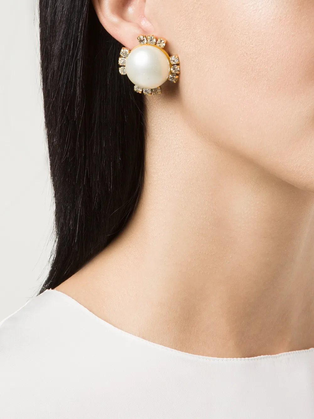 珍珠与水晶古着耳环