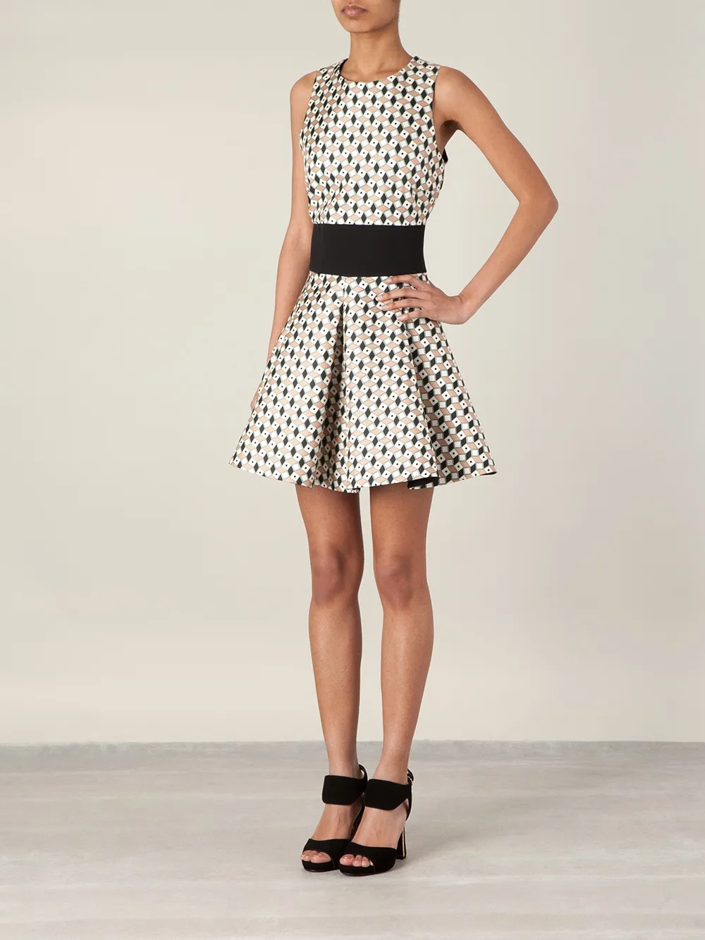 Fausto Puglisi graphic print flared dress - Zwart