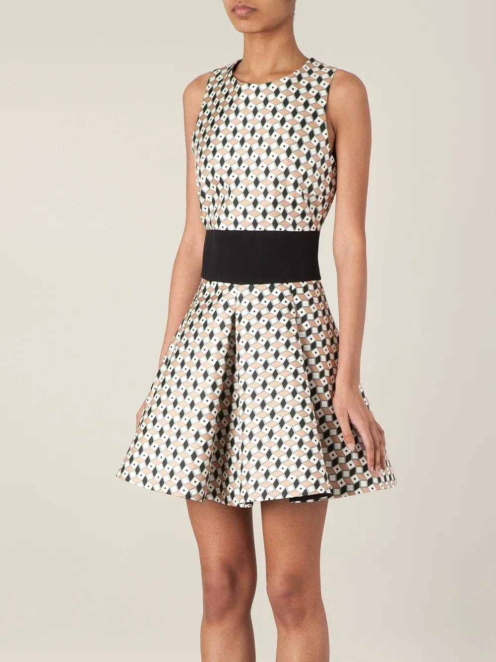  Fausto Puglisi Seidenkleid Mit Grafischem Print   Schwarz 