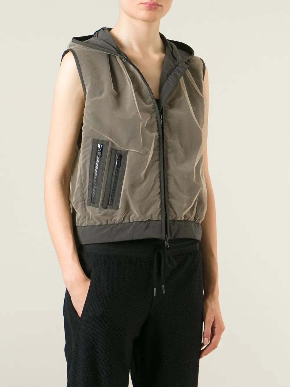 Brunello Cucinelli hooded mesh gilet Grijs