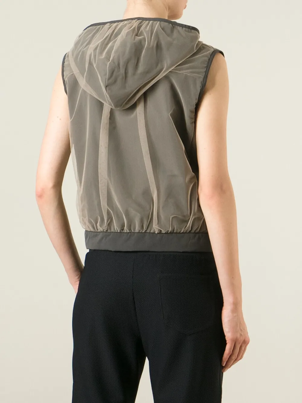 Brunello Cucinelli hooded mesh gilet Grijs