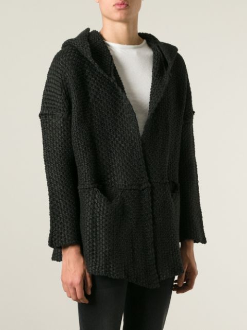 black thick knit cardigan