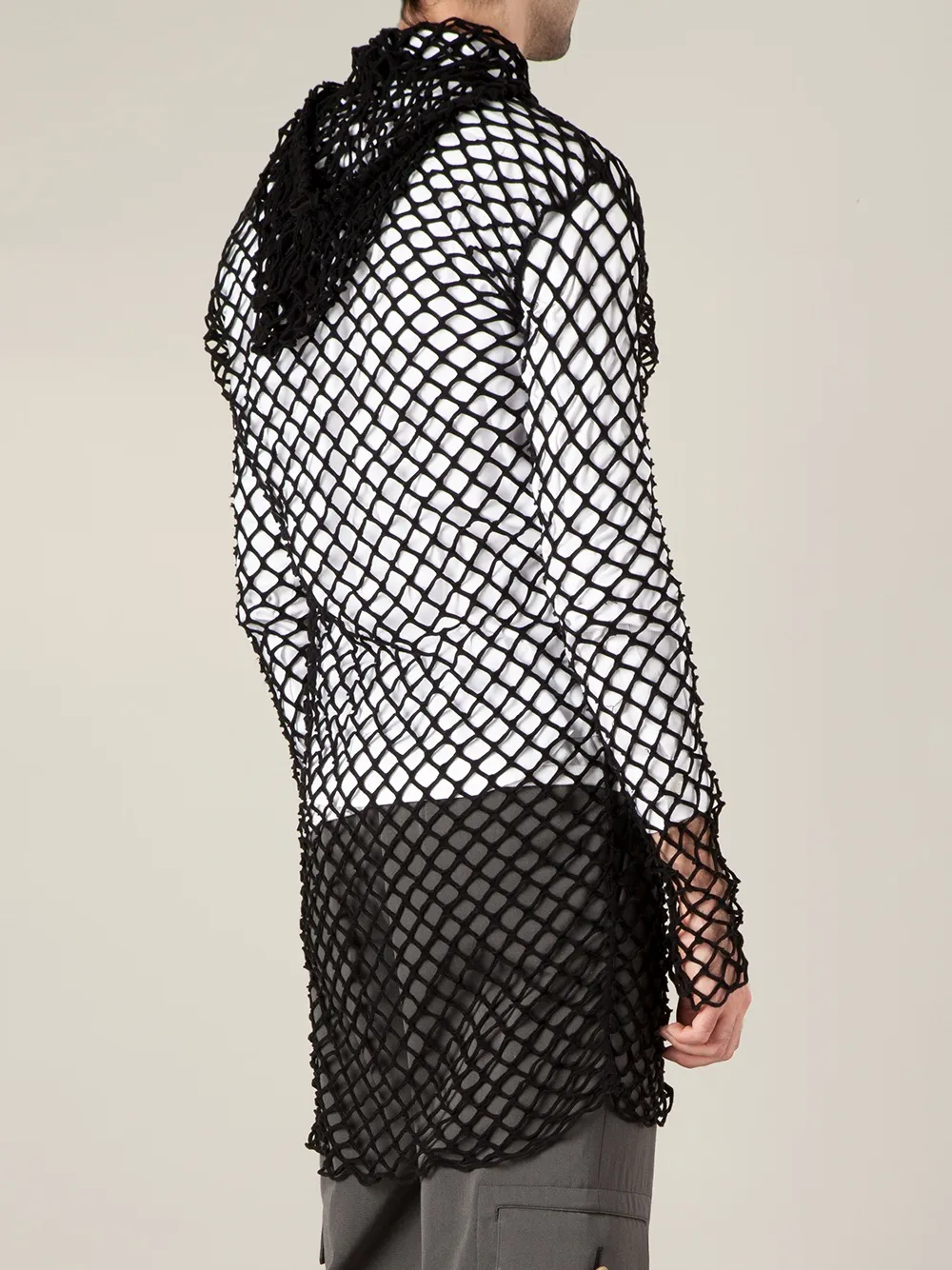 Comme des Garçons Homme Plus hooded fishnet jacket Zwart