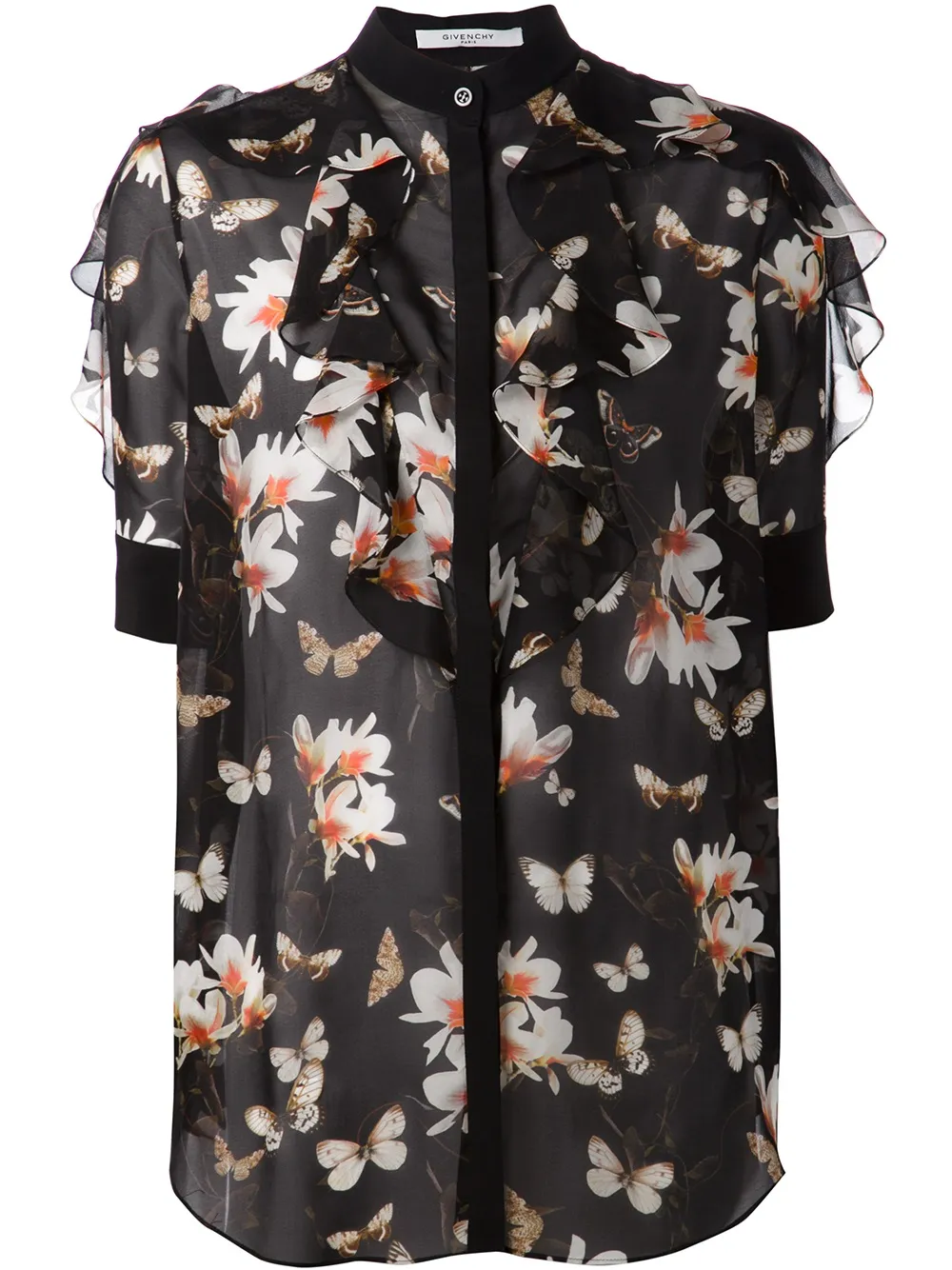 Givenchy Sheer Floral Print Blouse In Black
