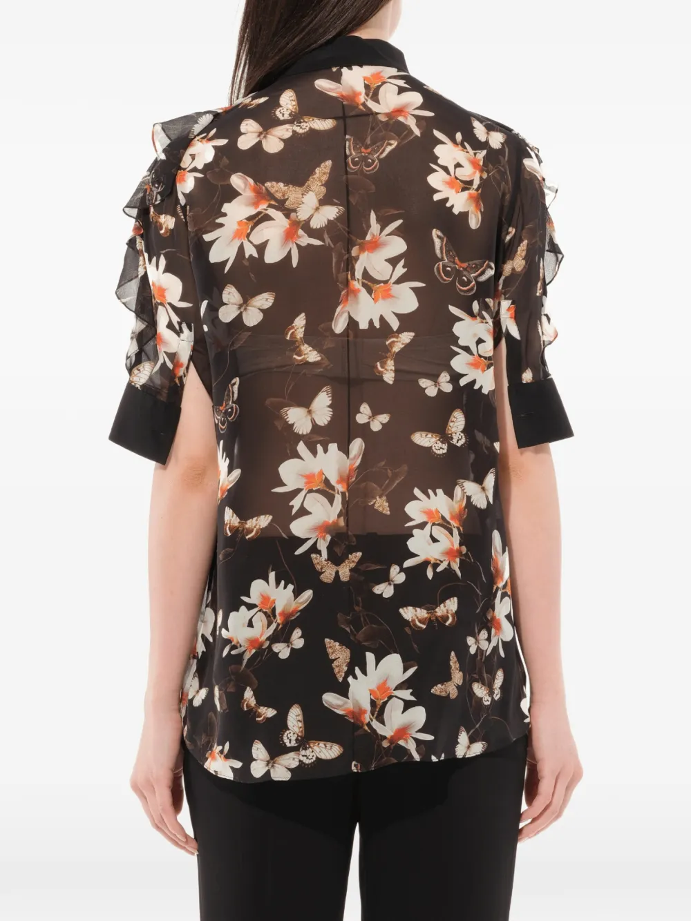 Givenchy sheer floral print blouse Zwart