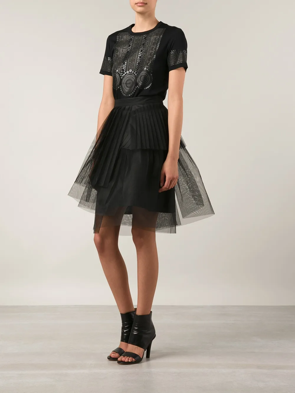 Noir Kei Ninomiya tulle layered skirt - Zwart