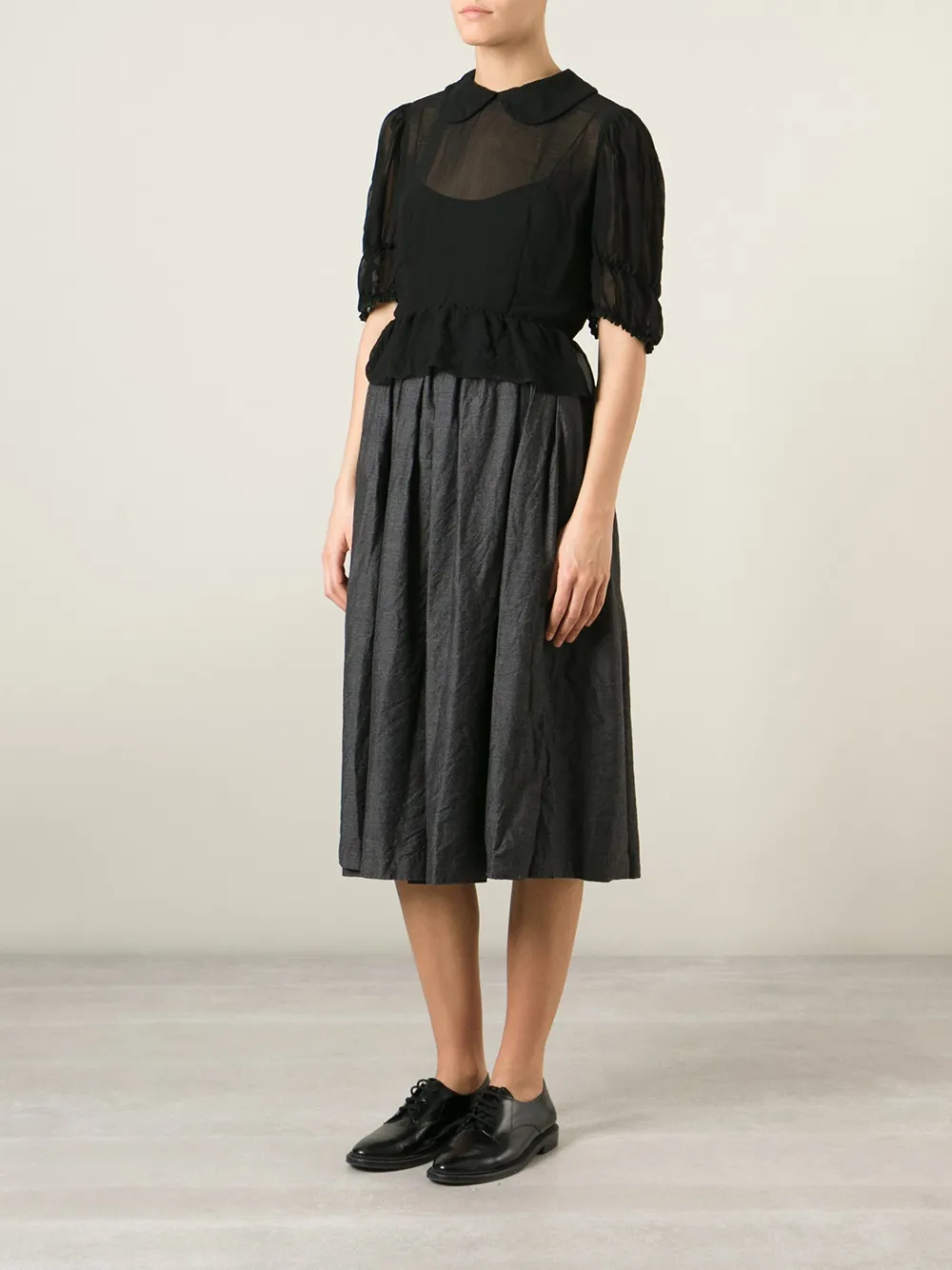 Comme Des Garçons Comme Des Garçons peter pan collar sheer blouse - Zwart