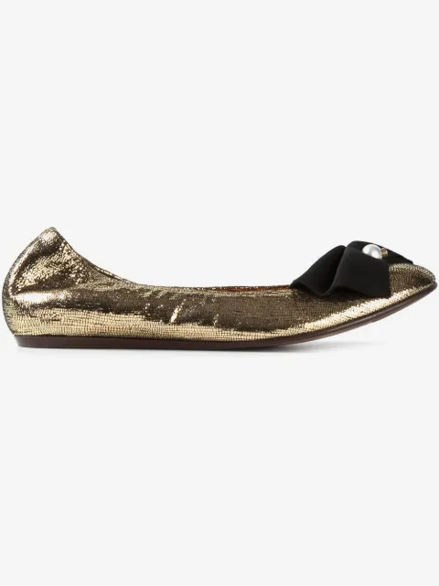 Lanvin pearl detail bow ballerinas