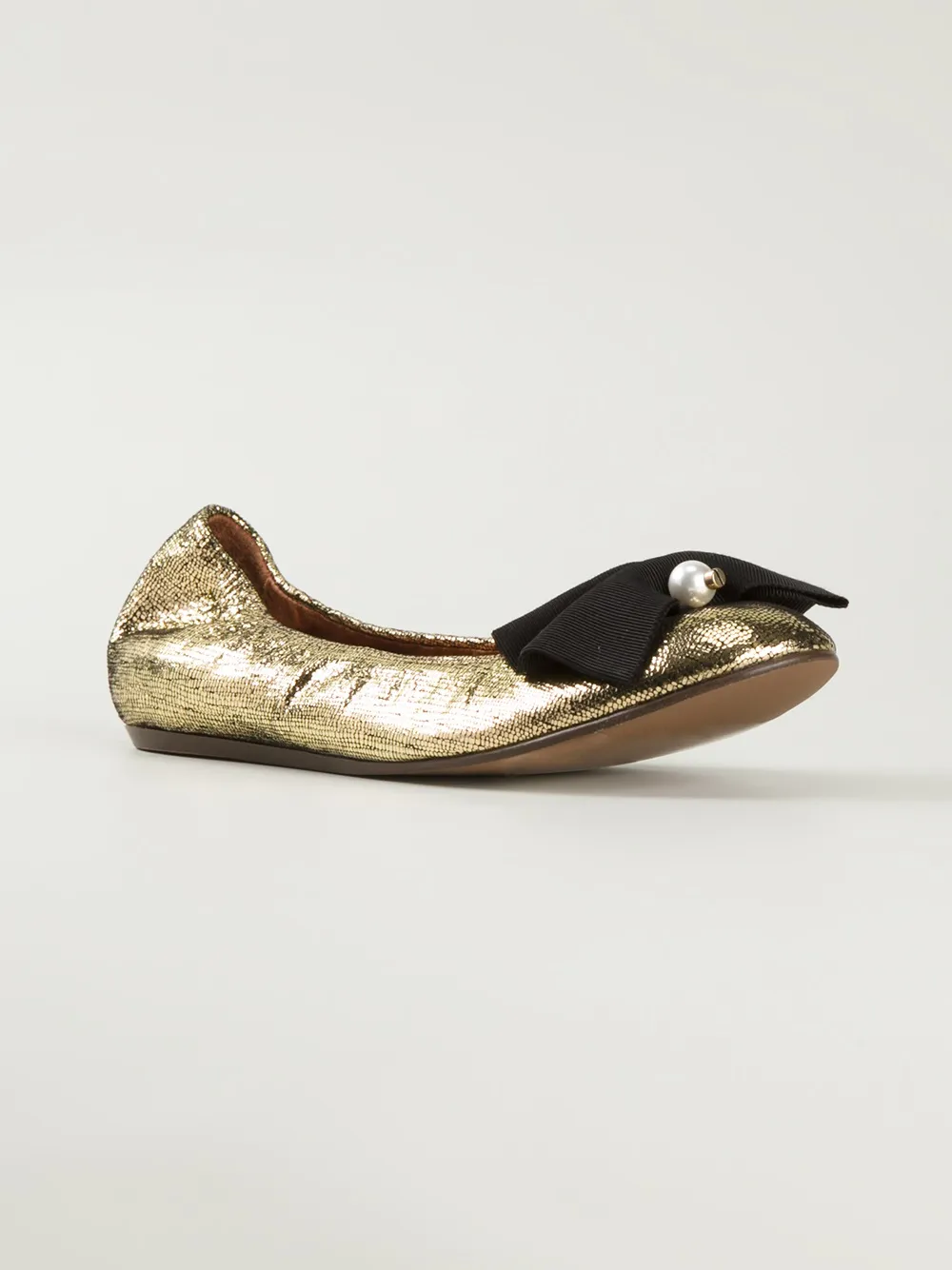 Lanvin pearl detail bow ballerinas Metallic
