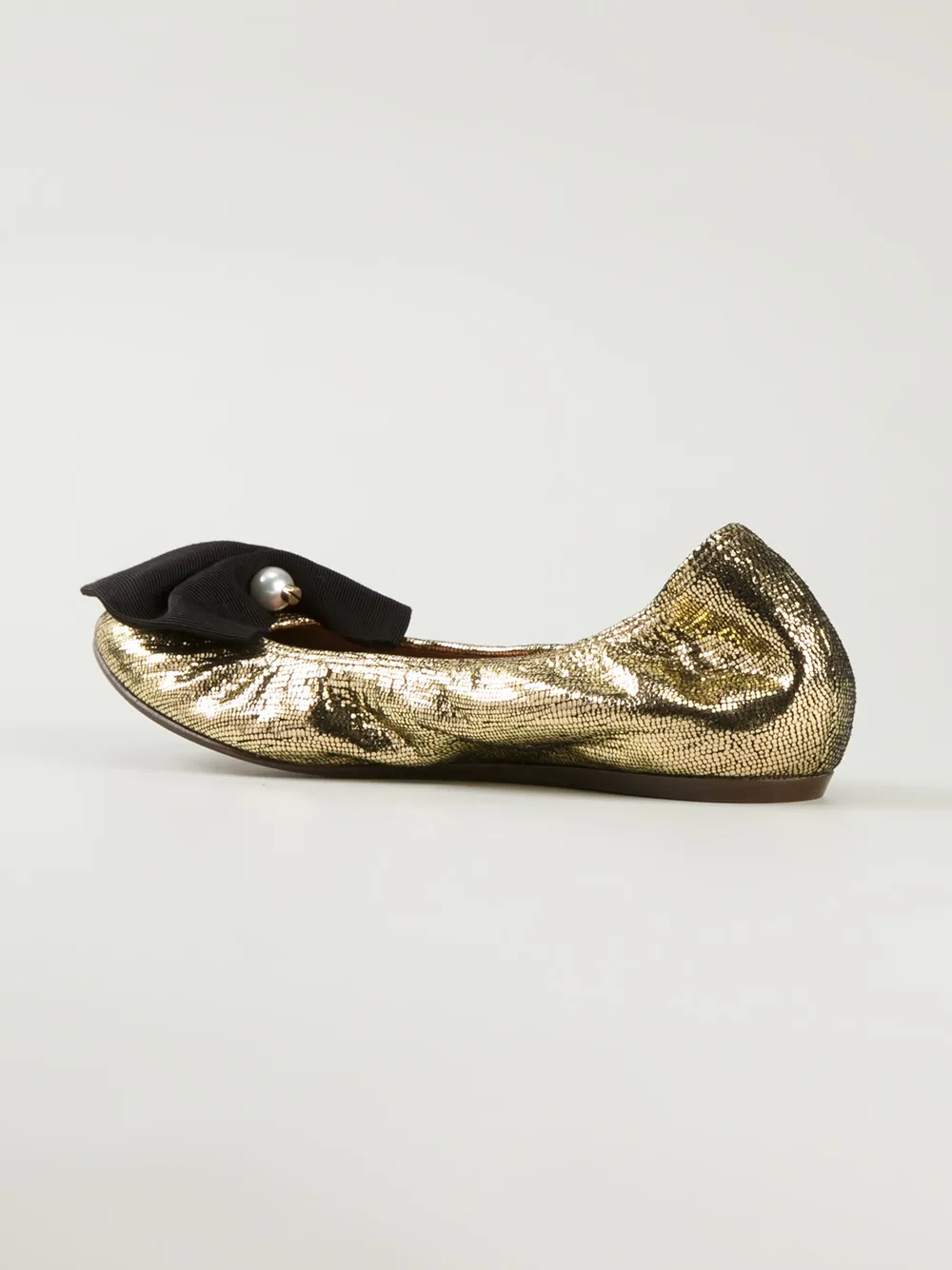 Lanvin pearl detail bow ballerinas Metallic