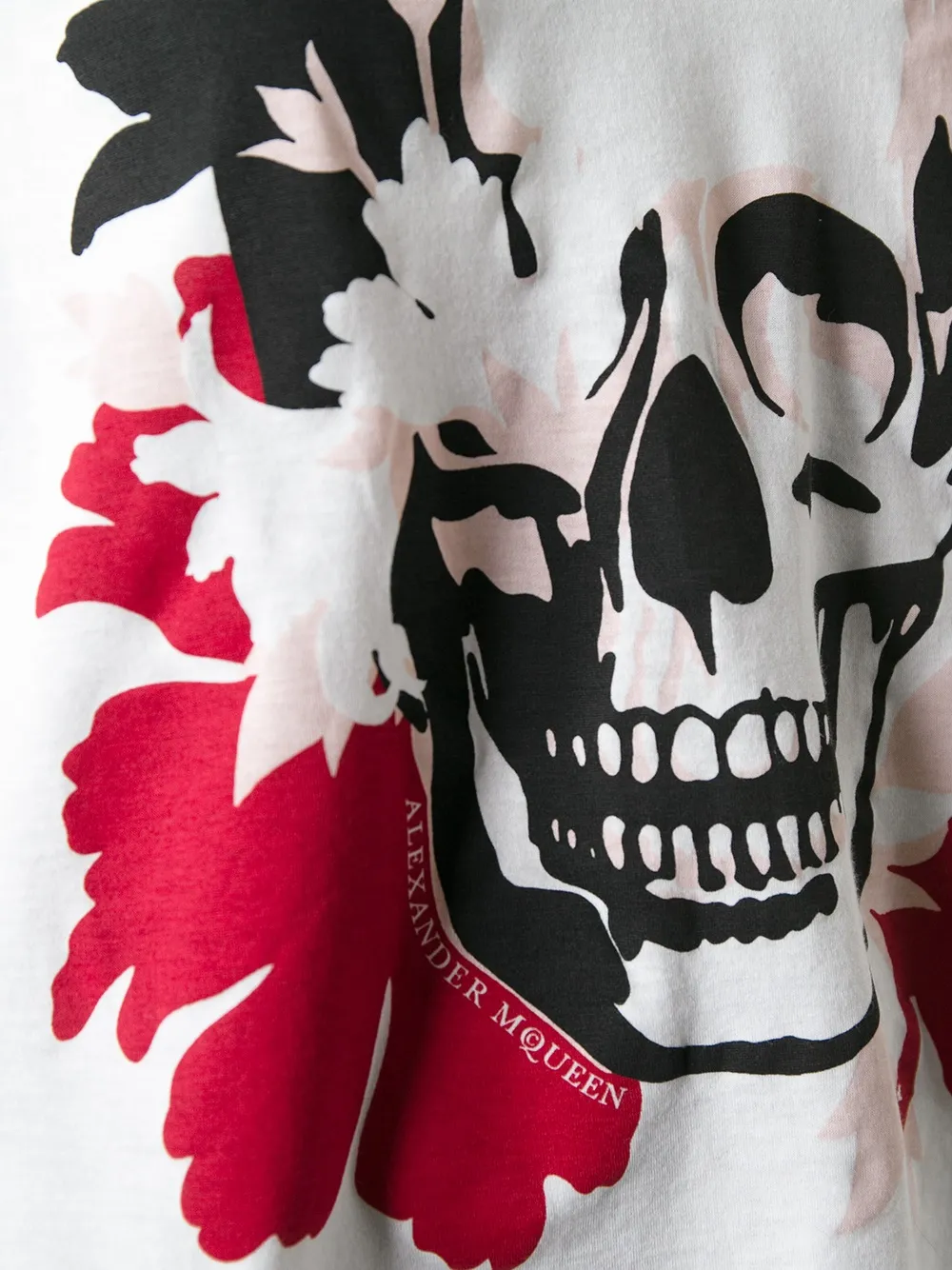 Alexander Mcqueen Floral Skull Print T-shirt In White