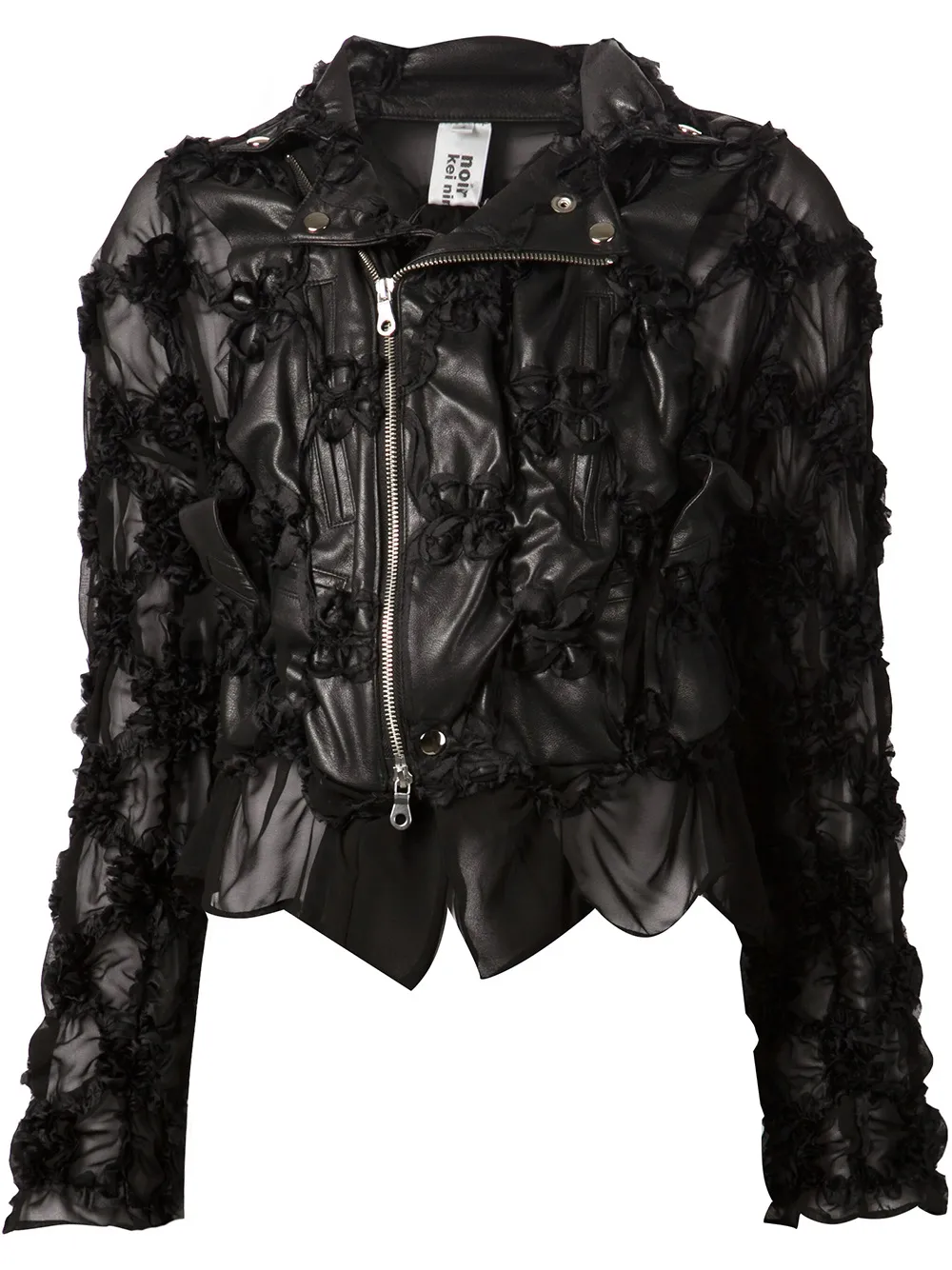 Noir Kei Ninomiya appliqué biker jacket - Zwart