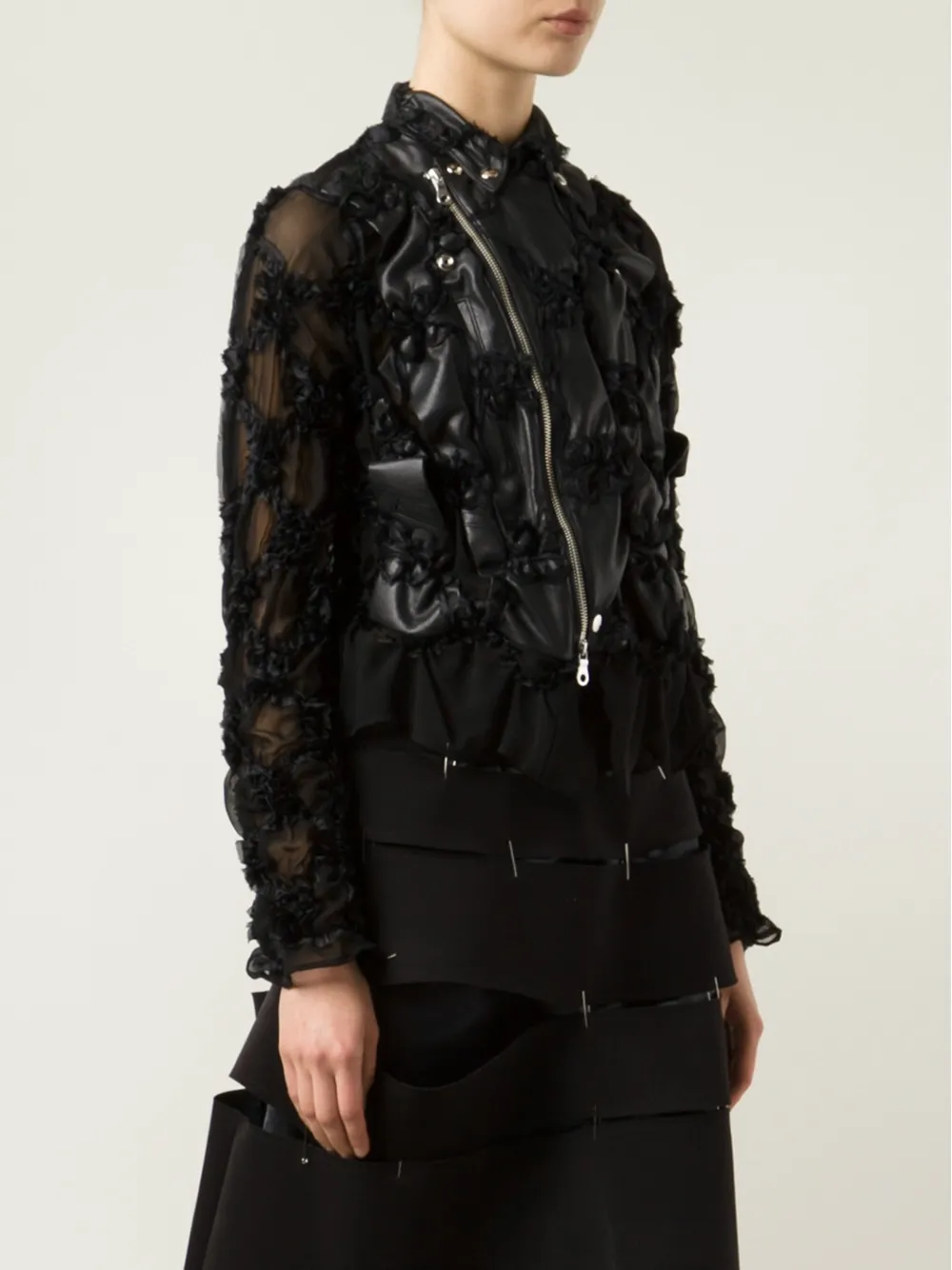 Noir Kei Ninomiya appliqué biker jacket Zwart