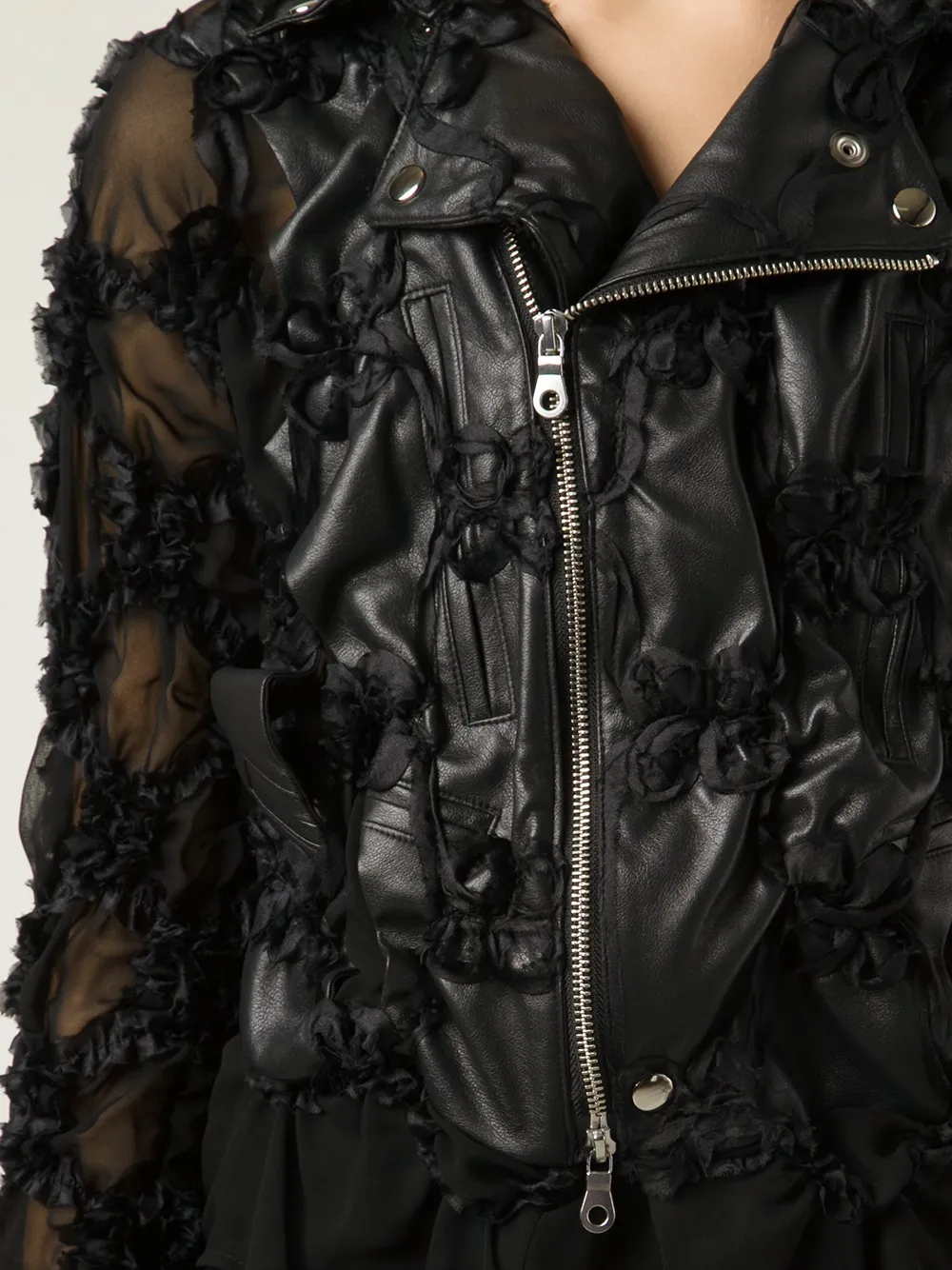 Noir Kei Ninomiya appliqué biker jacket Zwart