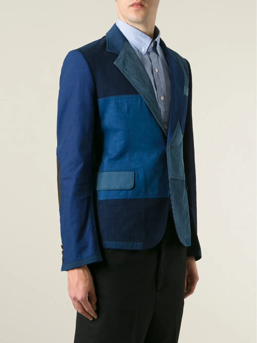 Junya Watanabe MAN patchwork blazer Blauw