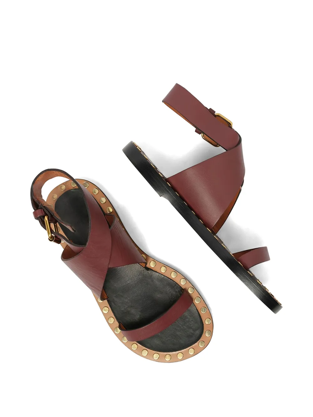 ISABEL MARANT Janis platte sandalen met studs Bruin