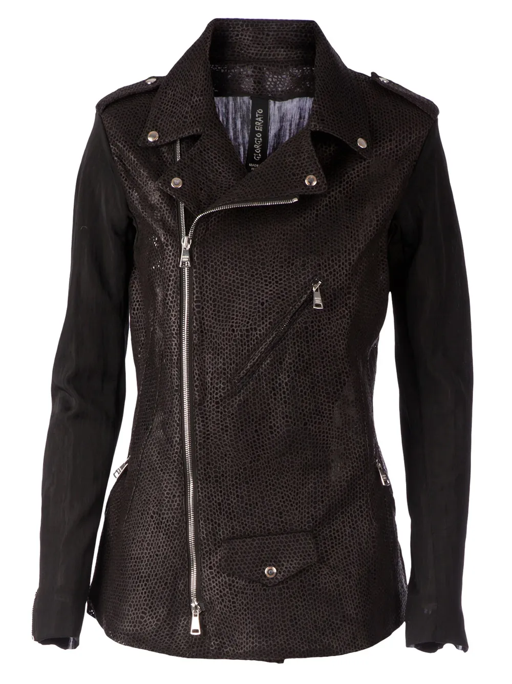 Giorgio Brato Distressed Mesh Biker Jacket In Black