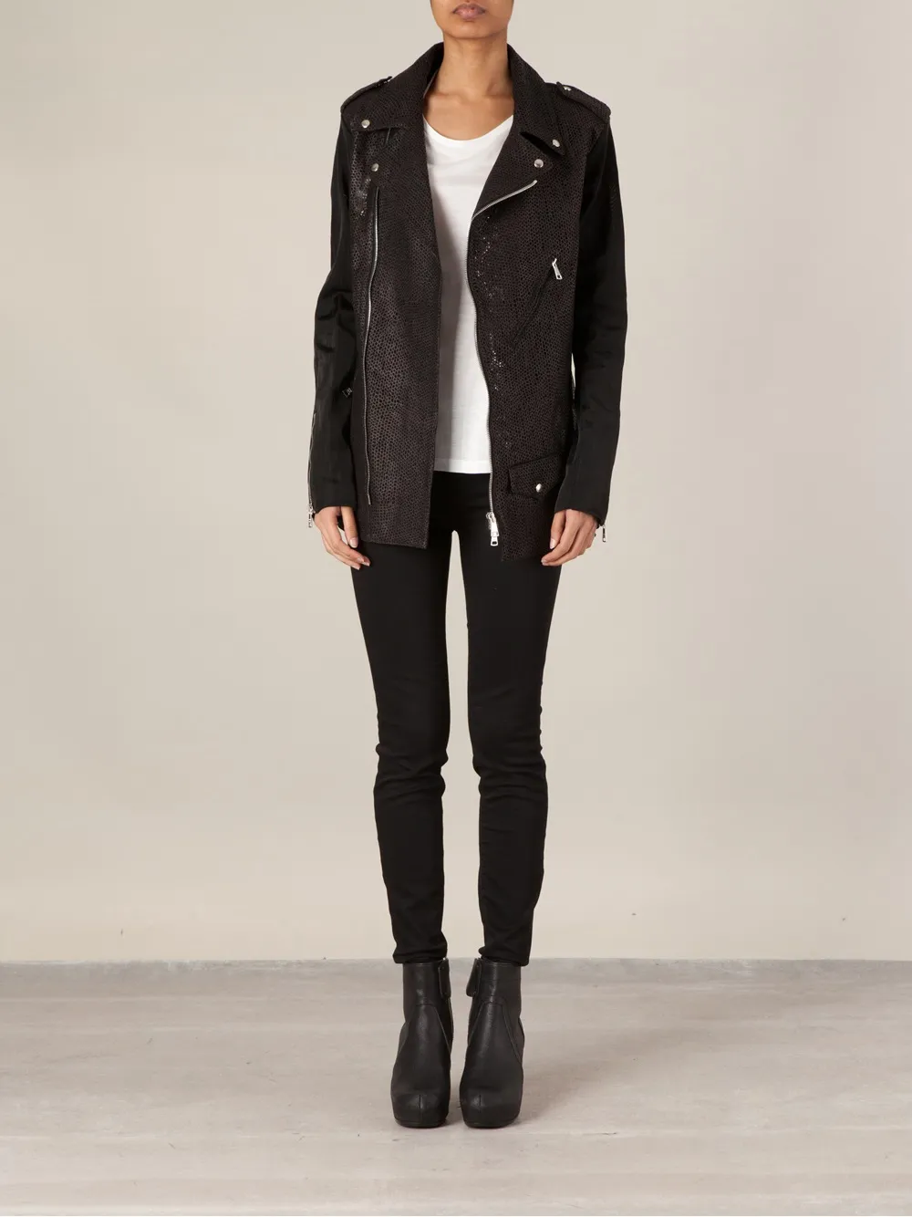 Giorgio Brato Distressed Mesh Biker Jacket In Black