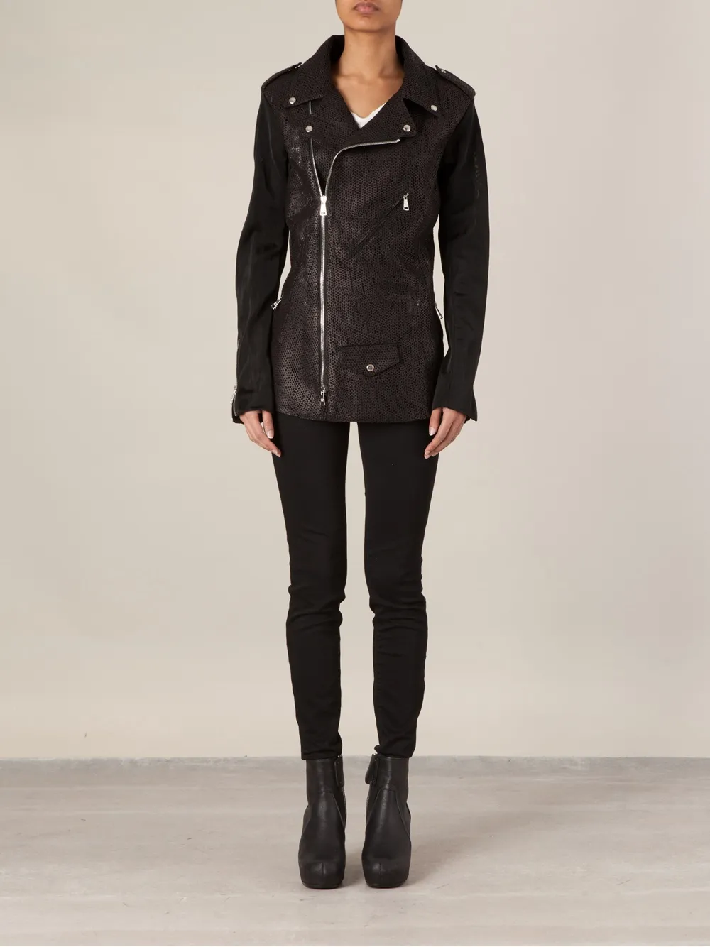 Giorgio Brato Distressed Mesh Biker Jacket In Black