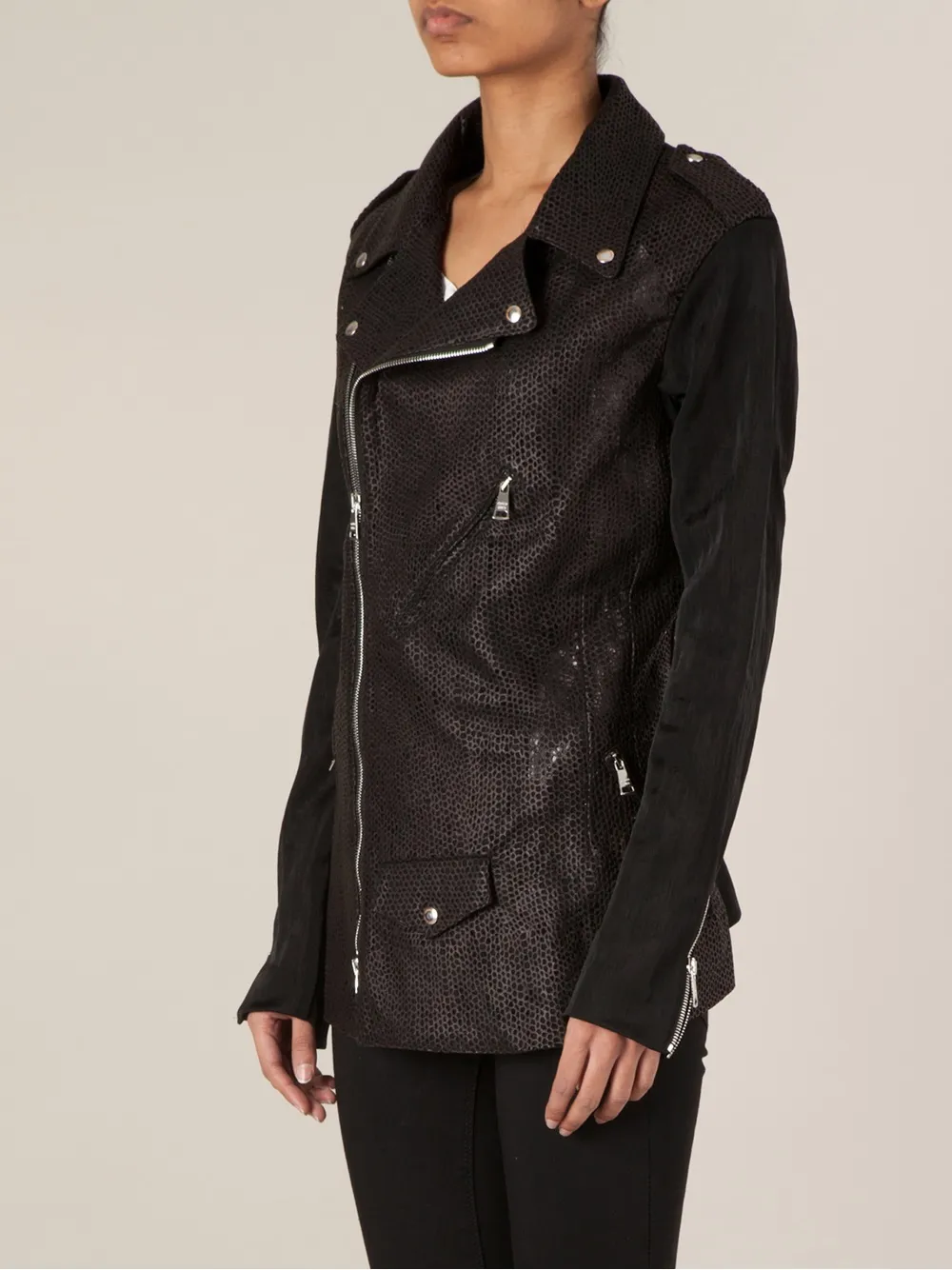 Giorgio Brato Distressed Mesh Biker Jacket In Black